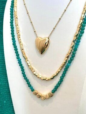 Park Lane Green Freya Necklace w Genuine Quartzite Beads